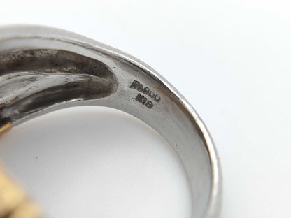 D0.31ct/0.16ct Pt900/K18 15.5g Ring 