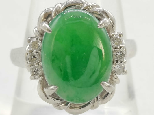Jade 4.64ct D0.18ct Pt900 10.3g Ring 