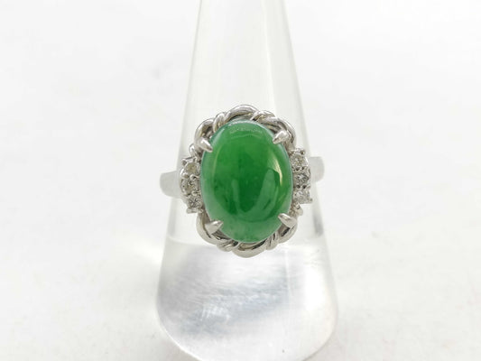 Jade 4.64ct D0.18ct Pt900 10.3g Ring 