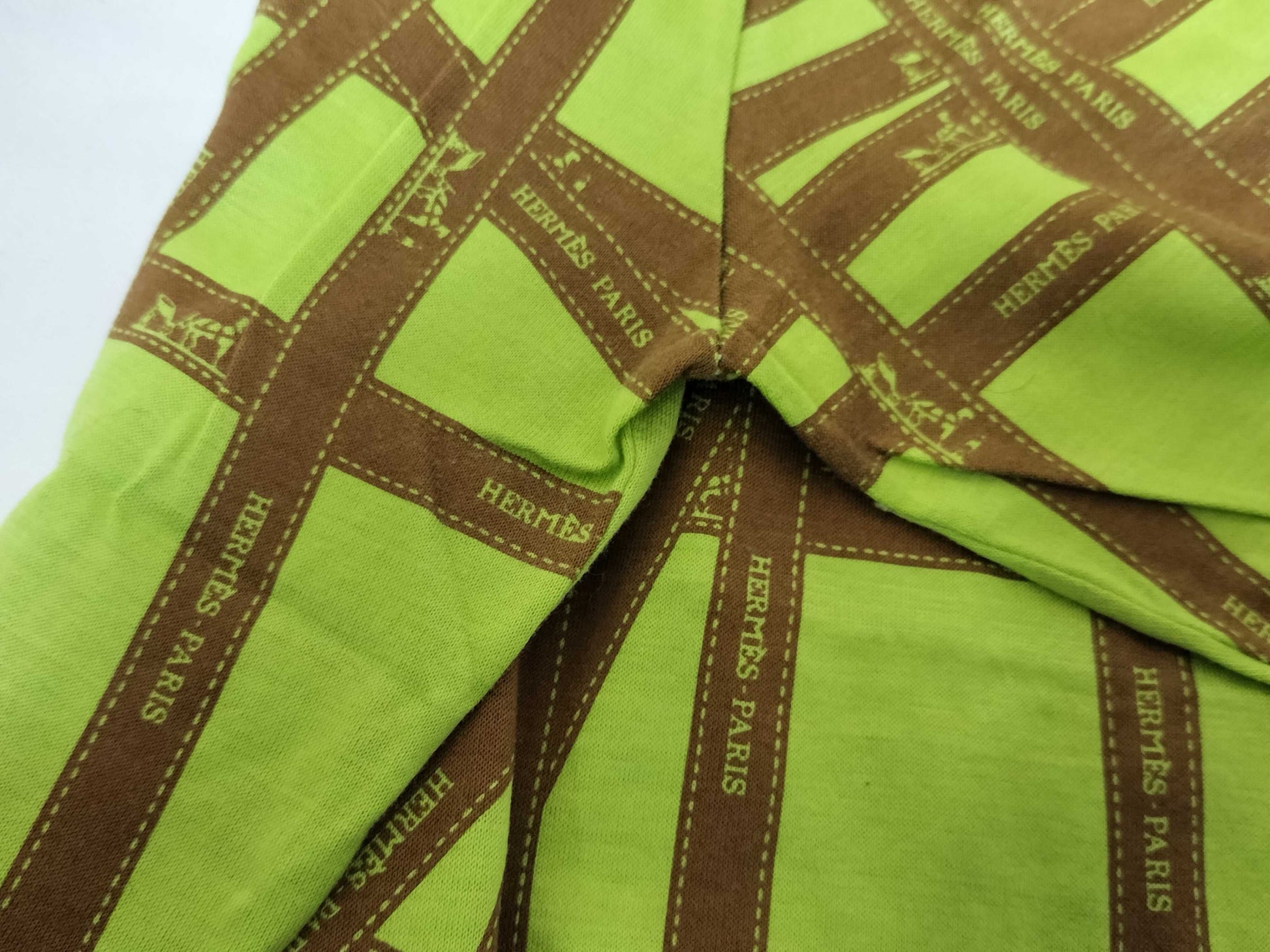 HERMES Bordic Ribbon Green/Brown T-shirt
