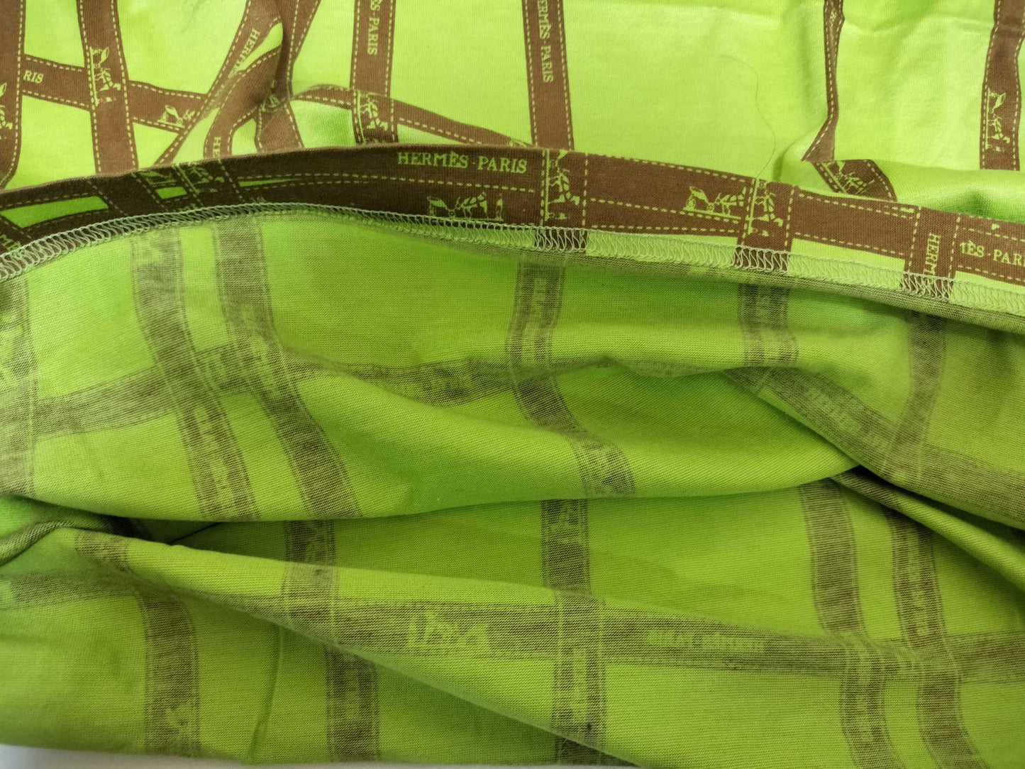 HERMES Bordic Ribbon Green/Brown T-shirt