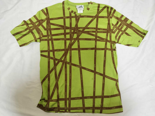HERMES Bordic Ribbon Green/Brown T-shirt