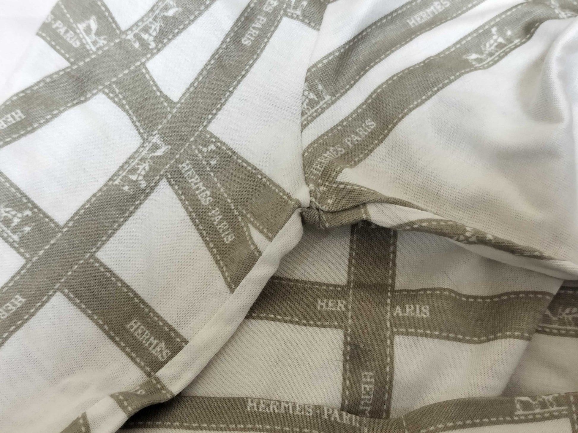 HERMES Bordic Ribbon White/Gray T-shirt