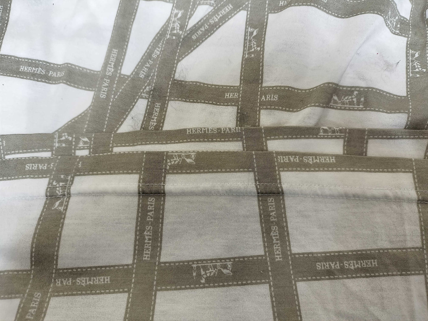 HERMES Bordic Ribbon White/Gray T-shirt