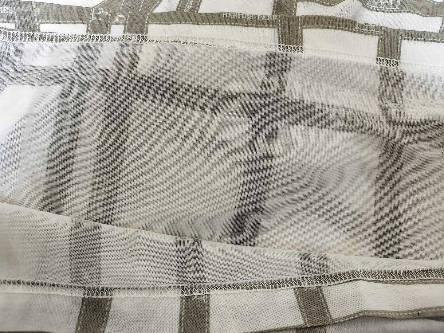 HERMES Bordic Ribbon White/Gray T-shirt