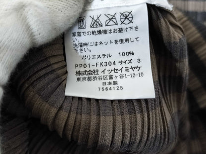 ISSEY MIYAKE Pleats Please Top Turtleneck Striped Top