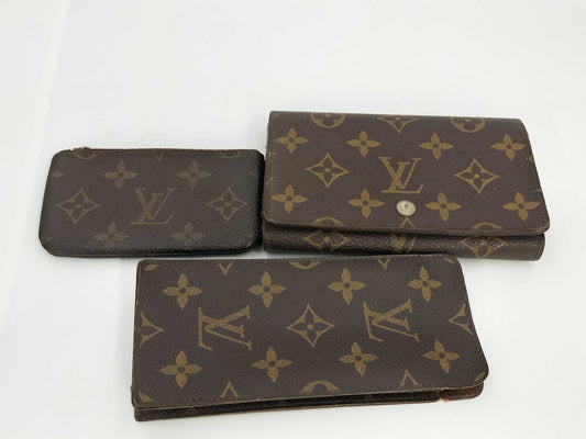 (10463_0002) ◆LOUIS VUITTON Monogram Wallet/Key Case/Glasses Case Set Wallet