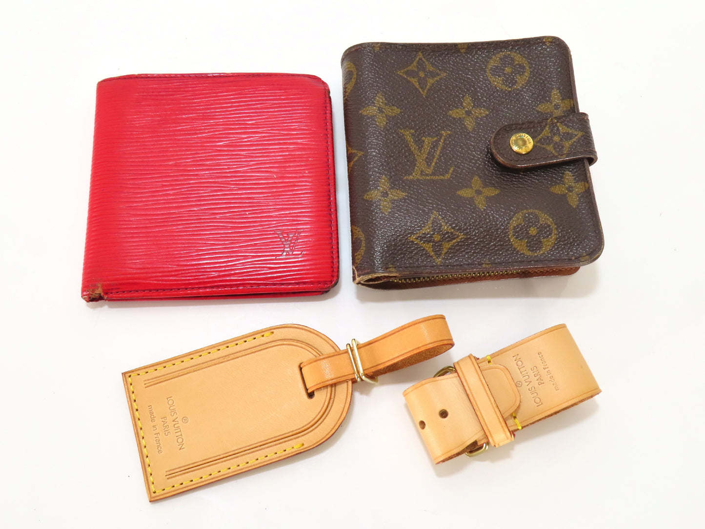 LOUIS VUITTON Monogram Poignier/Epi Wallet with Name Tags