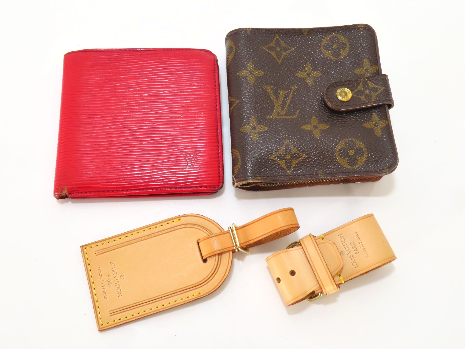 LOUIS VUITTON Monogram Poignier/Epi Wallet with Name Tags