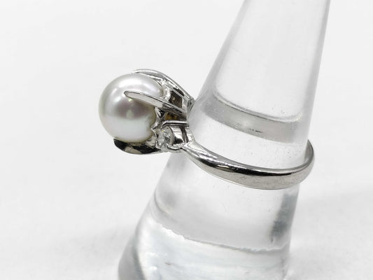 Pearl diameter: approx. 9.4mm, D0.33ct, PT900, 6.3g, Ring 