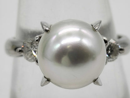 Pearl diameter: approx. 9.4mm, D0.33ct, PT900, 6.3g, Ring 