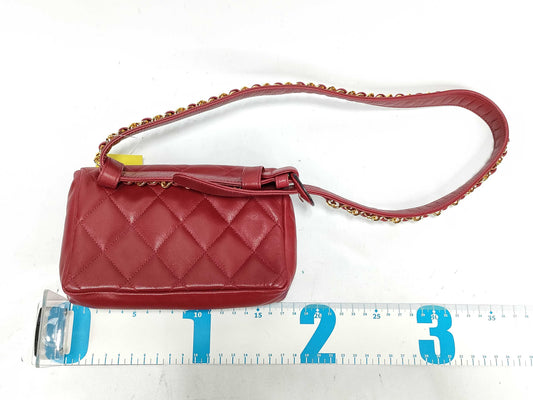 CHANEL Lambskin Matelasse Waist Pouch Red Shoulder Bag