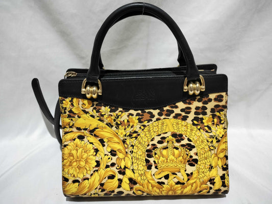 VERSACE Leopard Print Handbag Shoulder Bag
