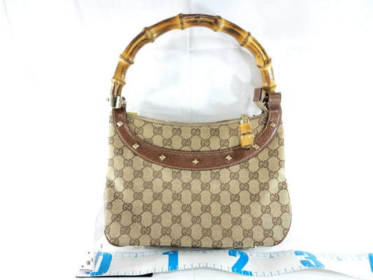 GUCCI Bamboo Canvas Handbag
