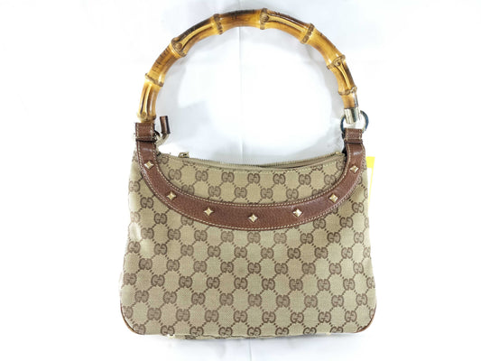 GUCCI Bamboo Canvas Handbag