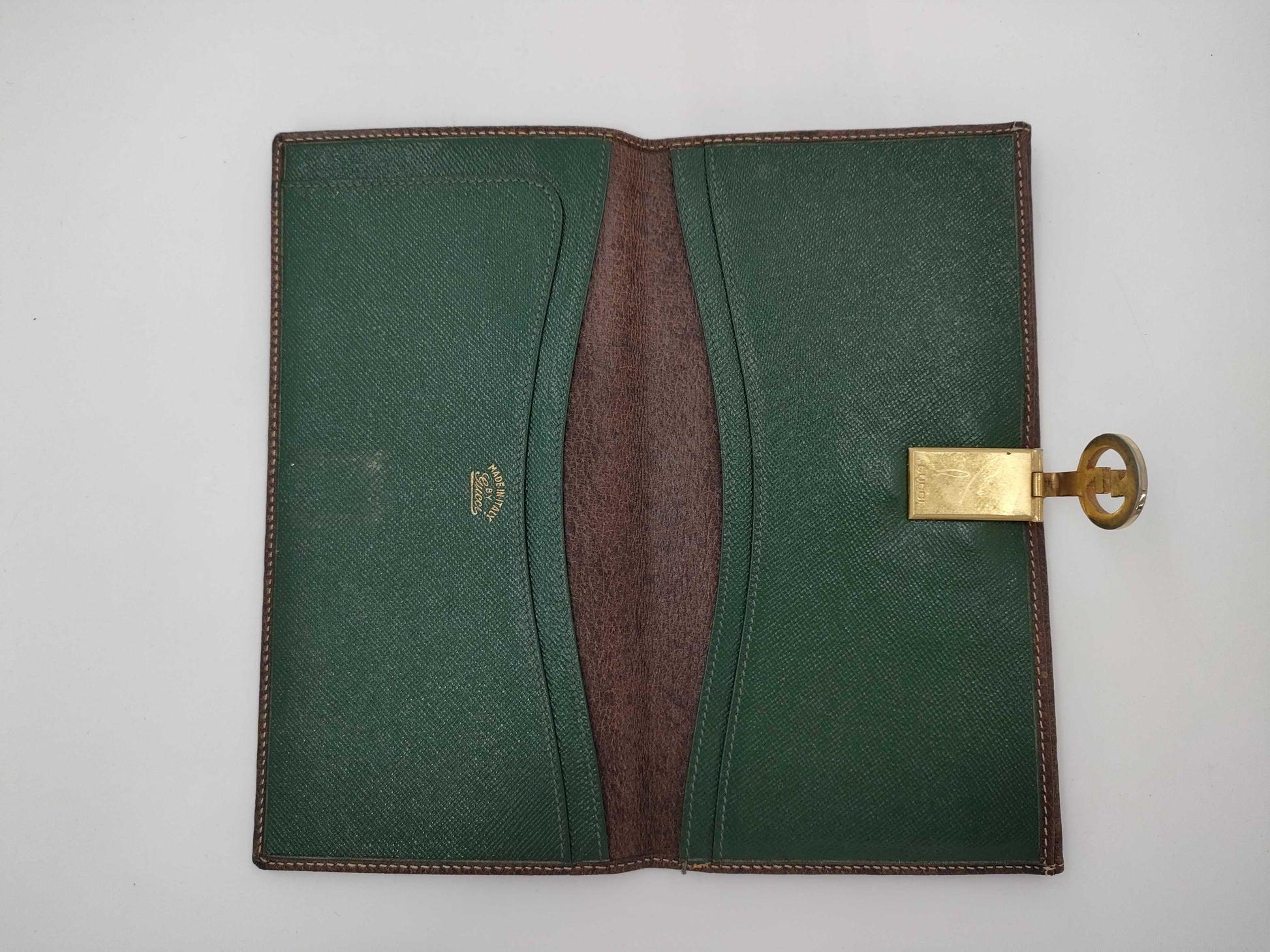 (10463_0057) GUCCI Old Leather Long Wallet Brown Wallet