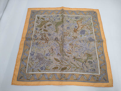 (10462_0067) HERMES Carre Petit Carre Mosaic Tile Animal Scarf