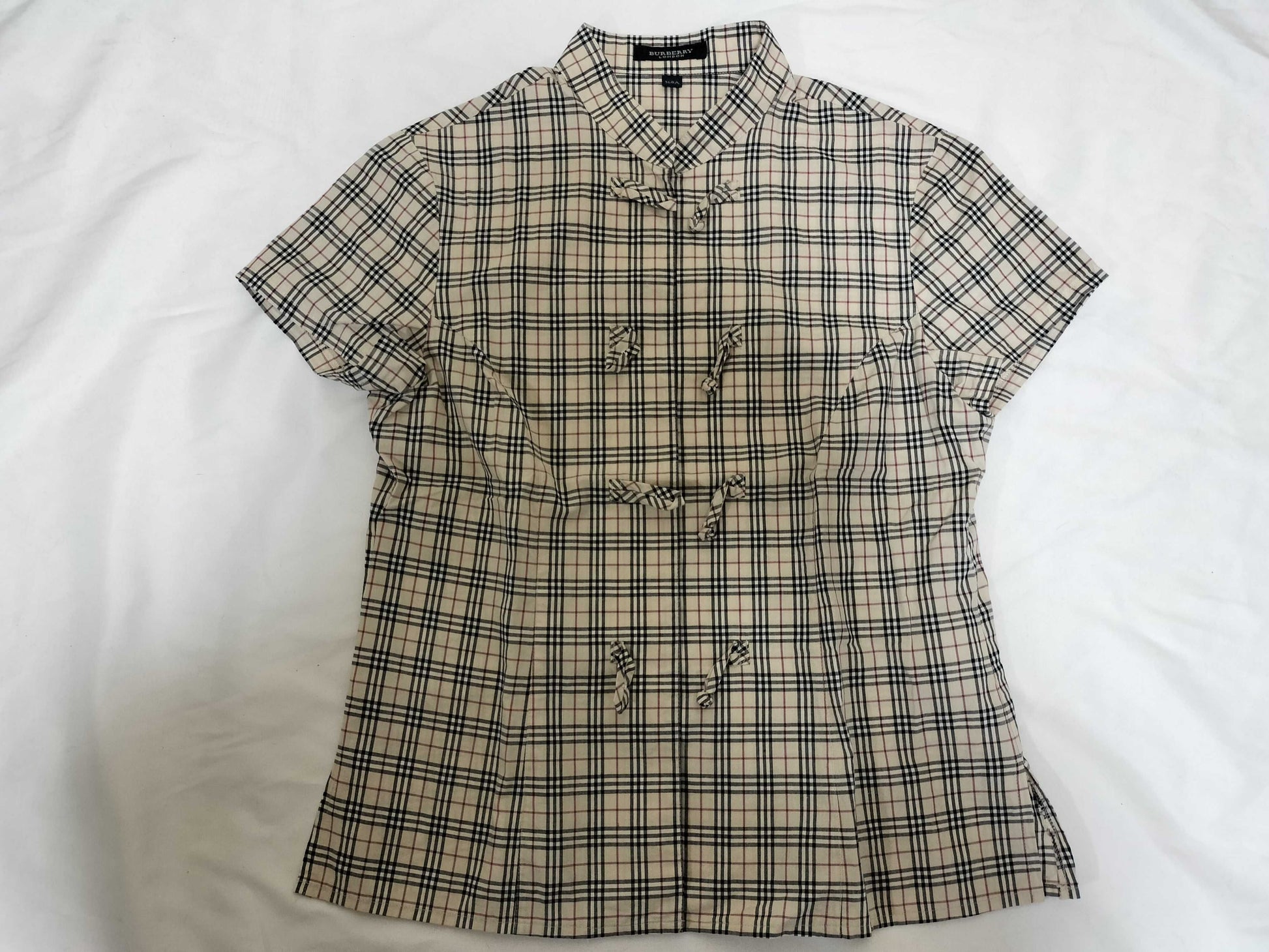 BURBERRY Nova Check Short Sleeve Shirt/Chinese Style Button Shirt