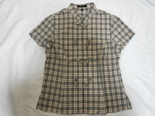 BURBERRY Nova Check Short Sleeve Shirt/Chinese Style Button Shirt