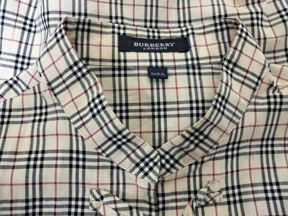 BURBERRY Nova Check Short Sleeve Shirt/Chinese Style Button Shirt