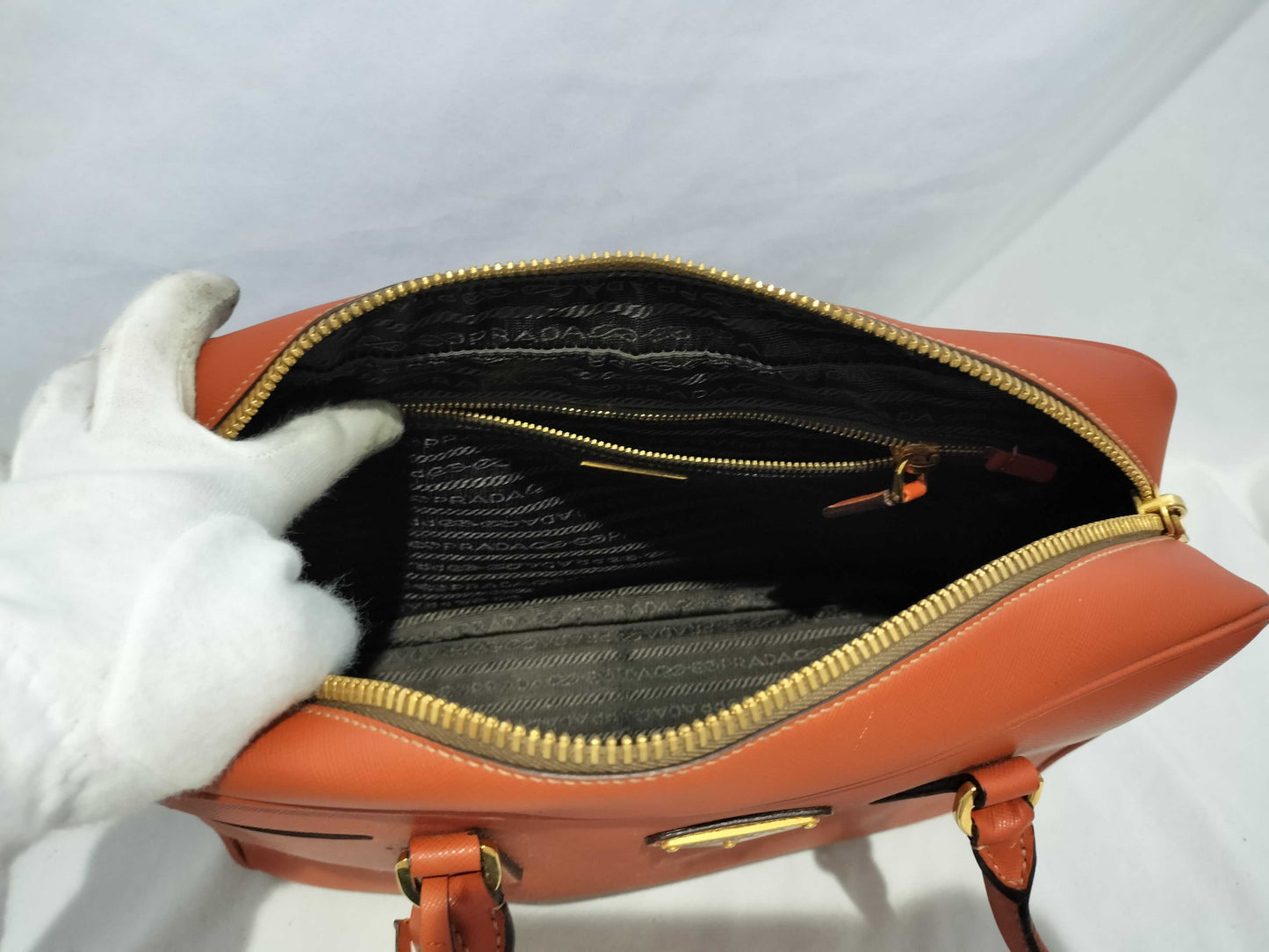 PRADA Galleria/Tote/Orange/Cadena Key/Galleria Shoulder Bag