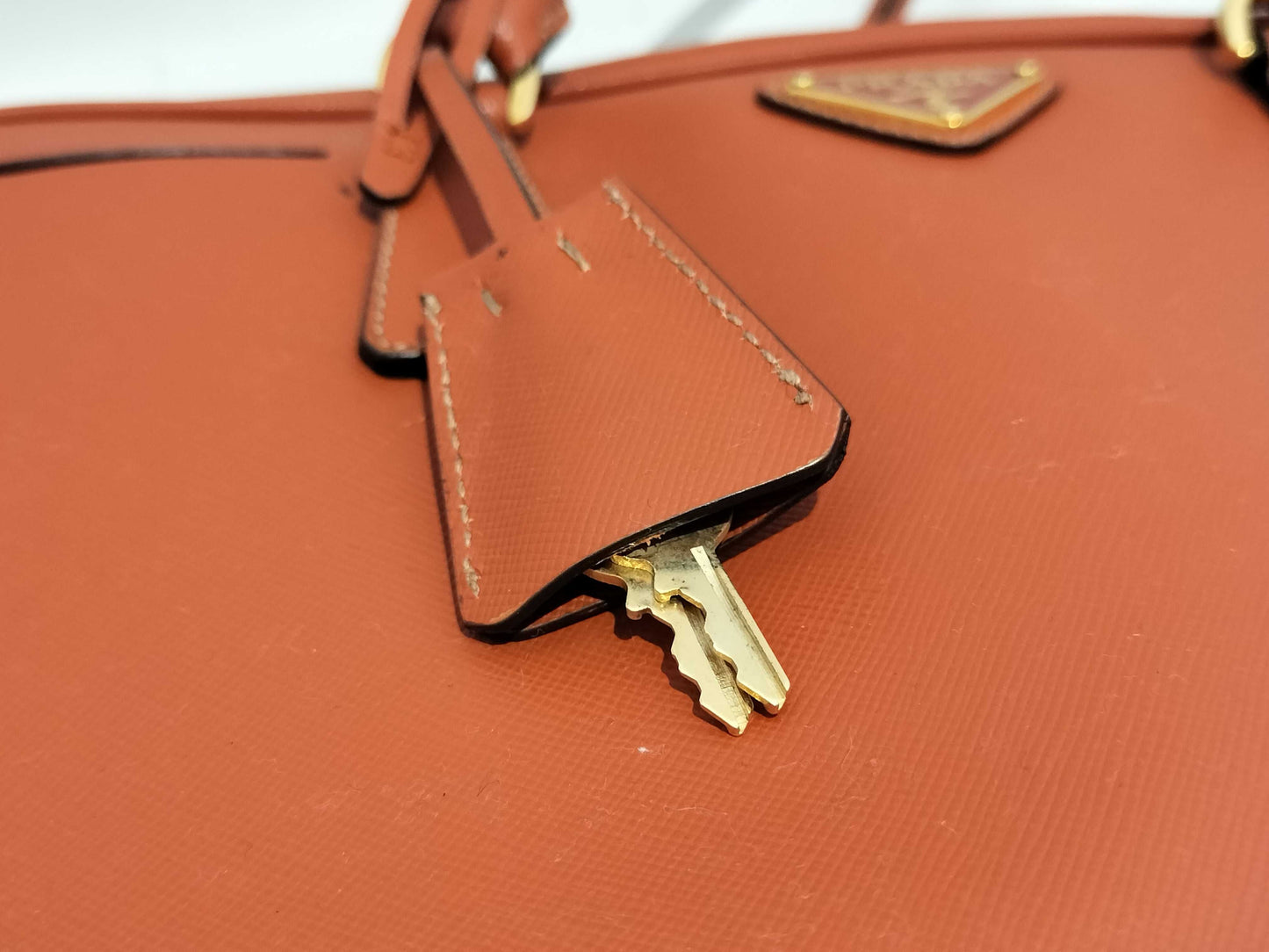 PRADA Galleria/Tote/Orange/Cadena Key/Galleria Shoulder Bag
