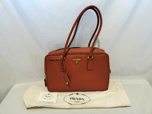 PRADA Galleria/Tote/Orange/Cadena Key/Galleria Shoulder Bag