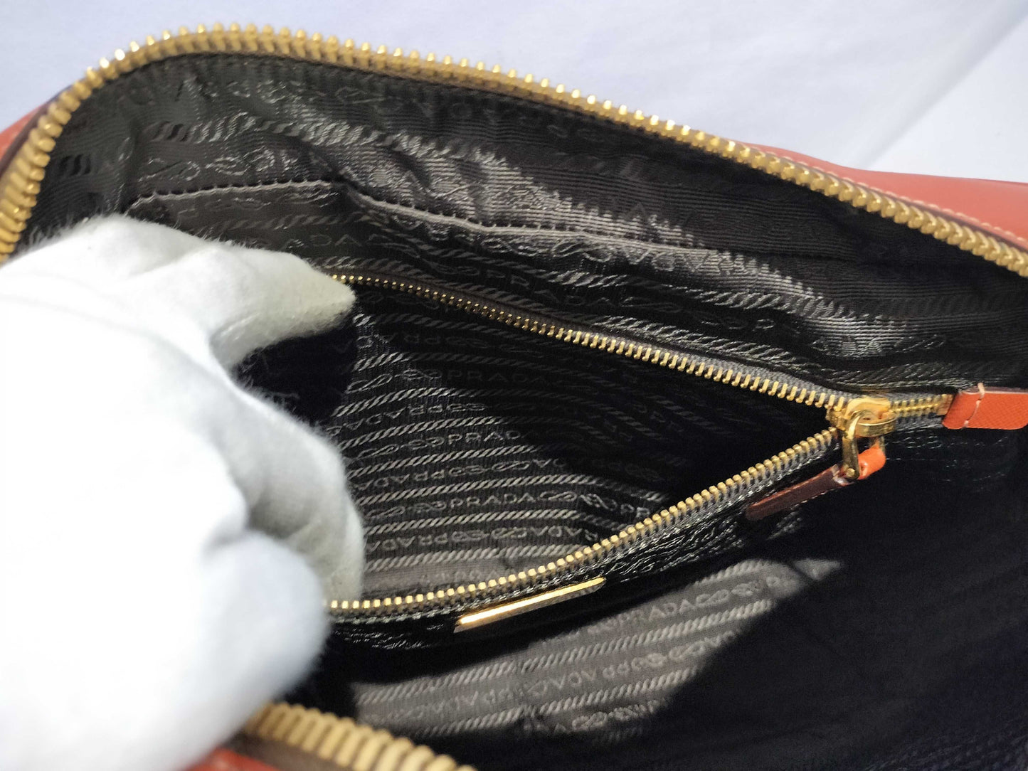 PRADA Galleria/Tote/Orange/Cadena Key/Galleria Shoulder Bag
