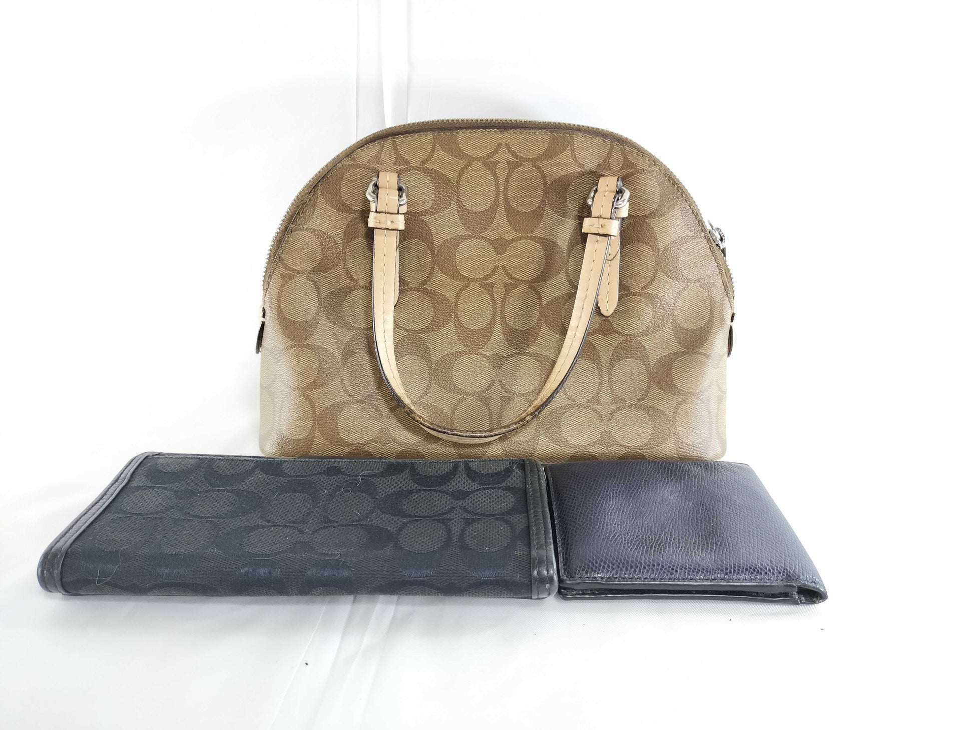 COACH Signature 2-way Shoulder Bag, Long Wallet, Leather Folding Wallet, Shoulder Bag