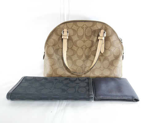 COACH Signature 2-way Shoulder Bag, Long Wallet, Leather Folding Wallet, Shoulder Bag
