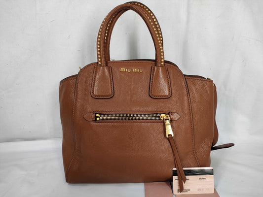 Miu Miu handbag, leather, brown, out of shape
