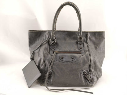 (10460_0217) BALENCIAGA The Sunday Leather Grey 228750 Tote Bag