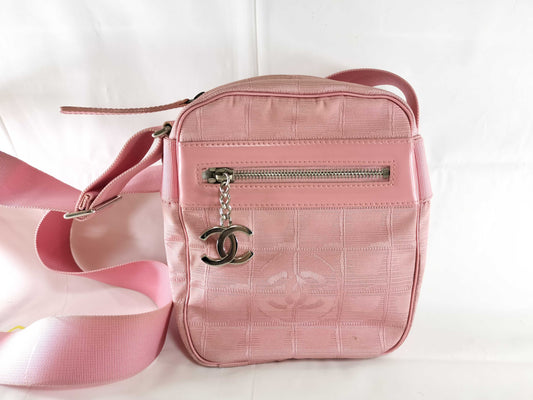 CHANEL New Travel Line Leather x Nylon Shoulder Bag