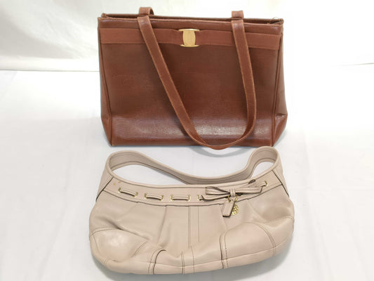 Salvatore Ferragamo Vara Coach Leather Bag Set Tote Bag