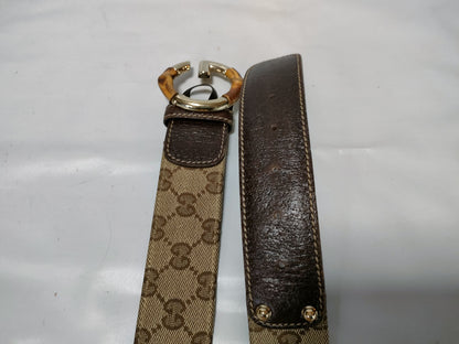 GUCCI 138456 1476 85 34/Belt/Jacquard x Leather Belt