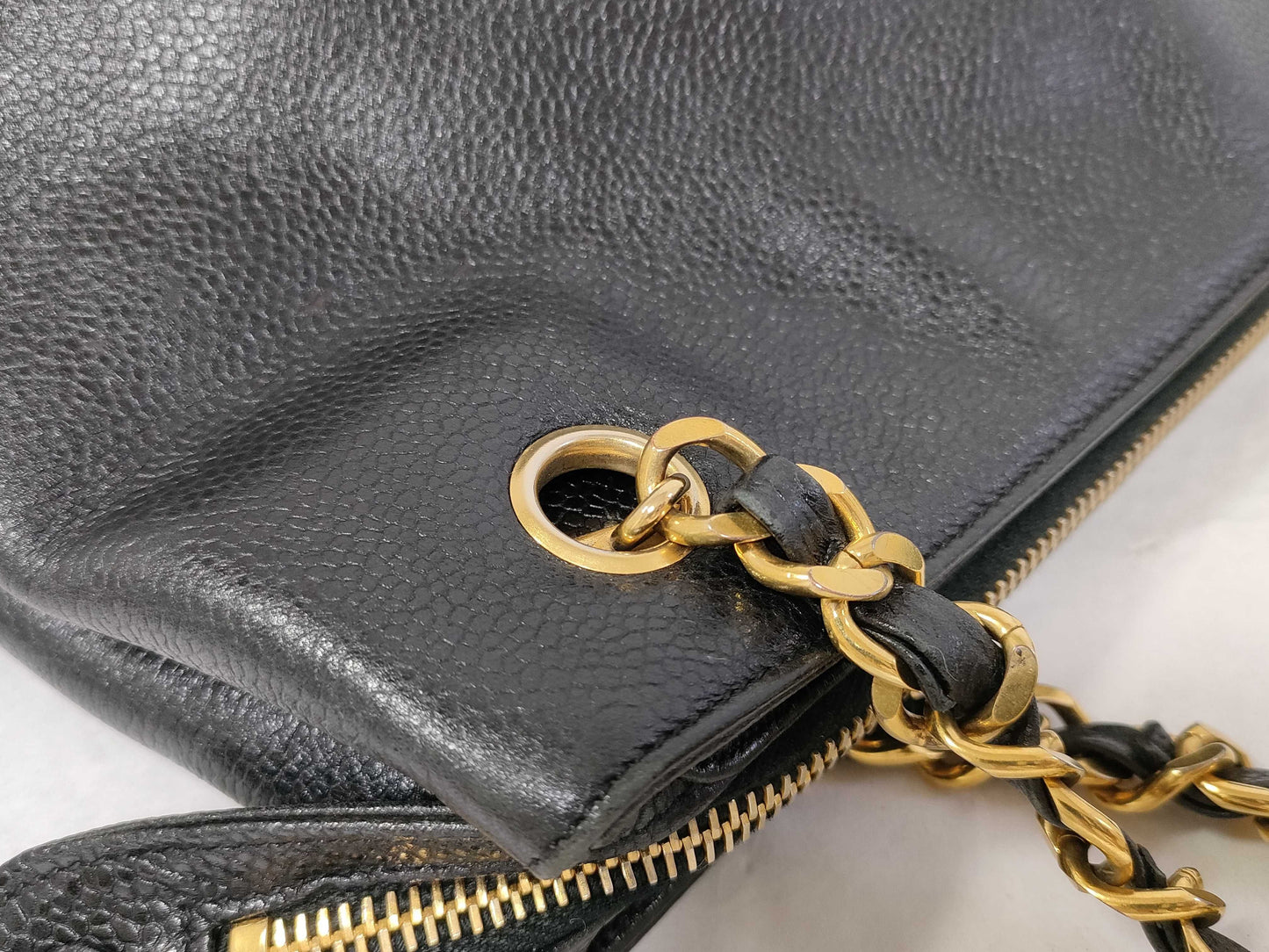CHANEL Caviar Skin Chain Tote Bag, Deca Coco, No. 2, Shoulder Bag