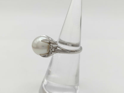 Pearl, diameter approximately 11.6mm, D0.13ct, Pt900, 8.3g, Ring 