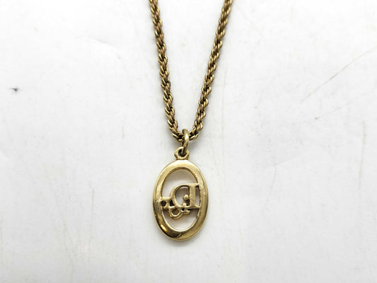Dior logo necklace oval necklace