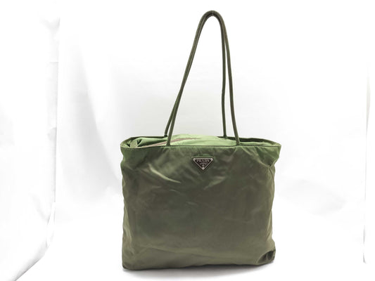PRADA Nylon Shoulder Bag Khaki Tote Bag