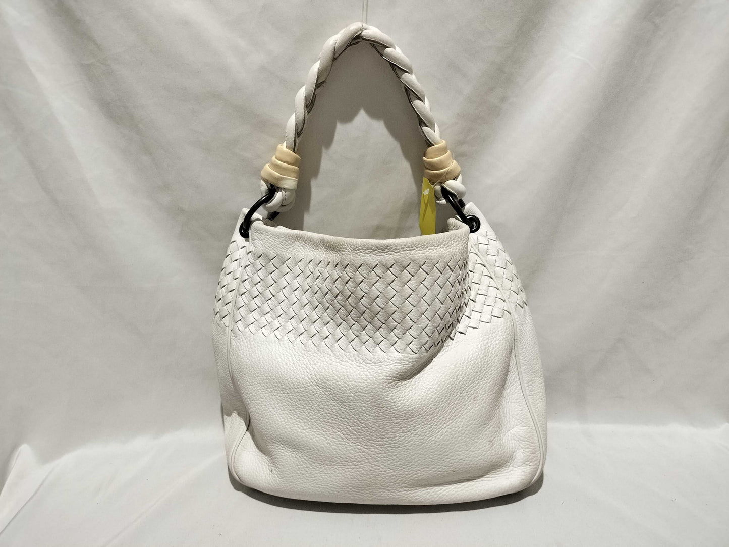 BOTTEGA VENETA Intrecciato One-Shoulder White Shoulder Bag
