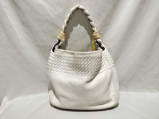 BOTTEGA VENETA Intrecciato One-Shoulder White Shoulder Bag