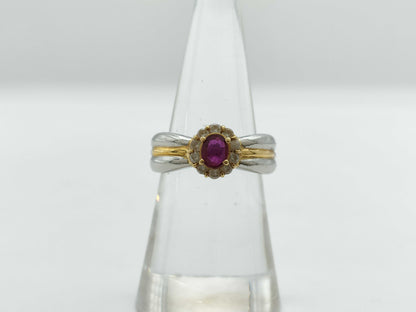 R0.34ct D0.22ct PT900/K18 6.1g Ring 