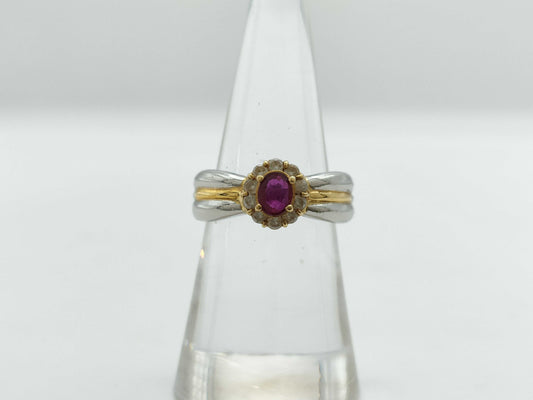 R0.34ct D0.22ct PT900/K18 6.1g Ring 