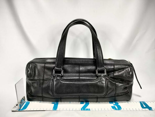 CHANEL Chocobar Caviar Skin Logo Shoulder Bag