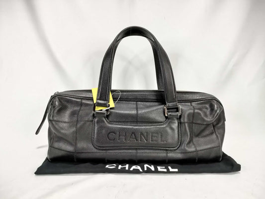 CHANEL Chocobar Caviar Skin Logo Shoulder Bag