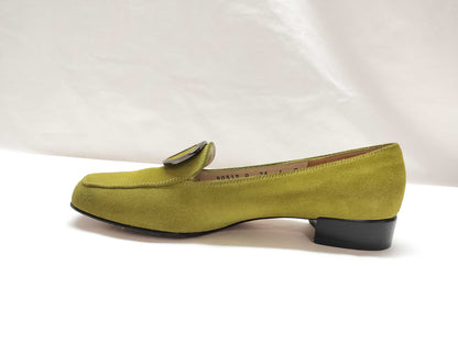Salvatore Ferragamo Vara Suede Green Pumps