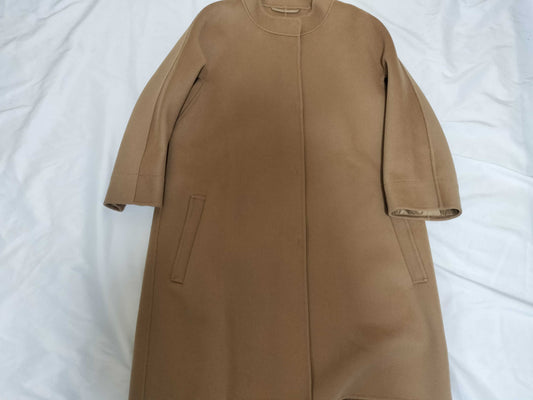 MaxMara SMAXMARA/MaxMara/Wool Stand Collar Long Coat/Camel Coat