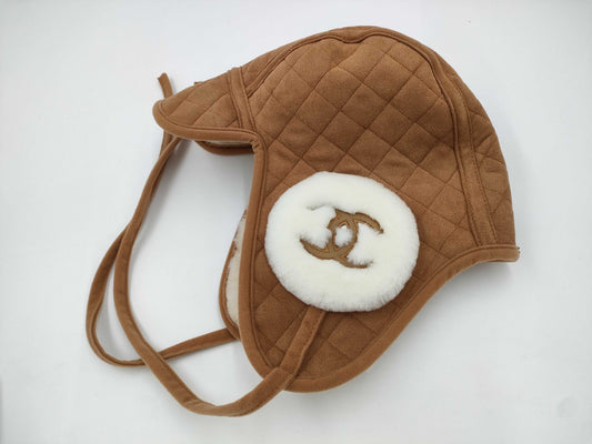 (10462_0124) CHANEL Mouton Material Hat Coco Mark Other Apparel