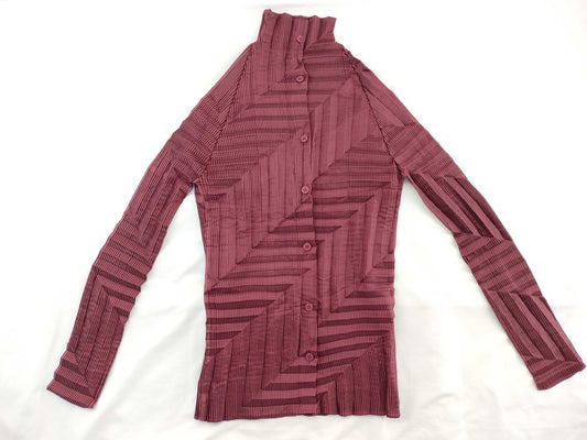 ISSEY MIYAKE Pleated Top Burgundy Top