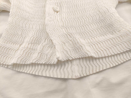 ISSEY MIYAKE Pleated Cardigan White Cardigan